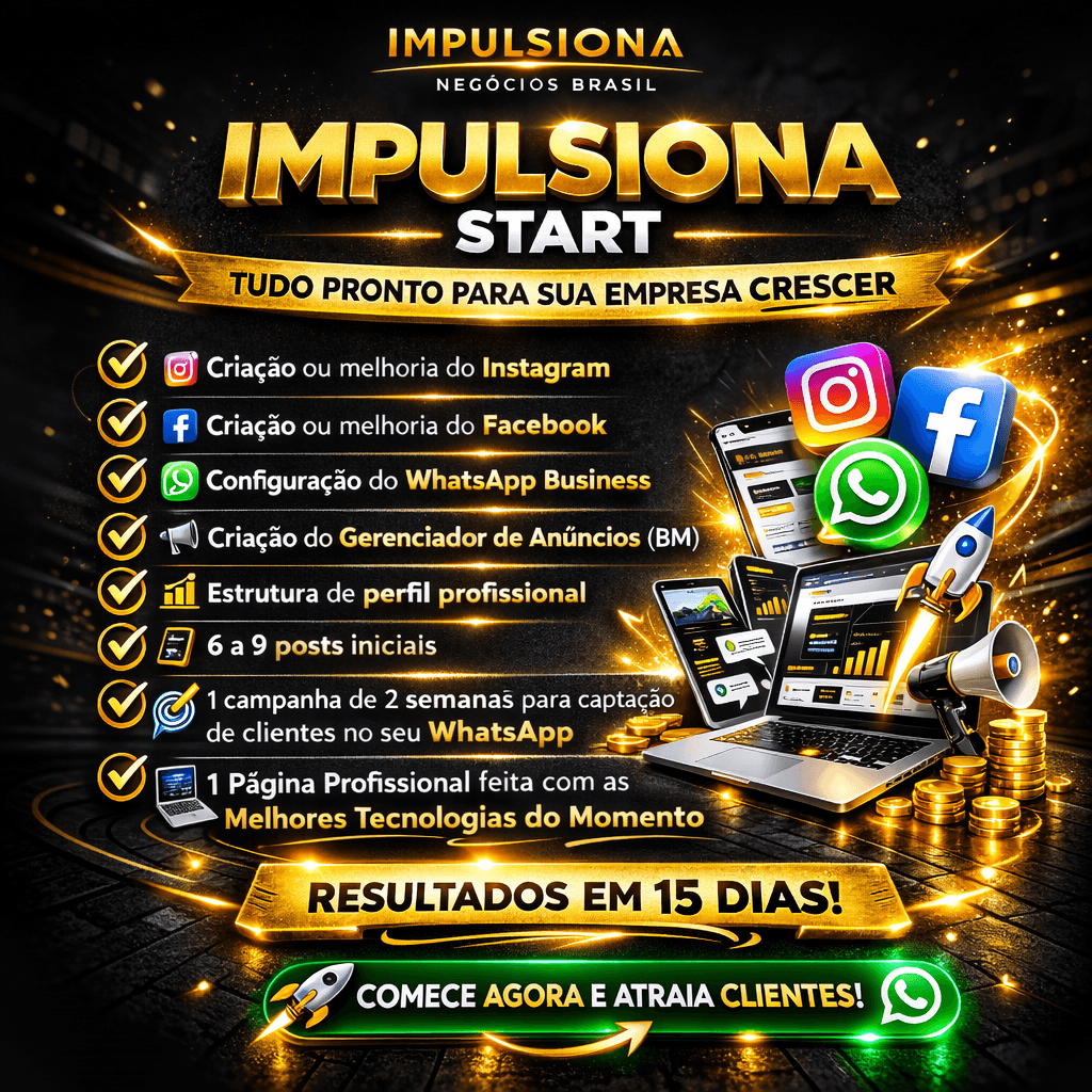 Estrutura visual inspirada na comunicação da Impulsiona Negócios Brasil